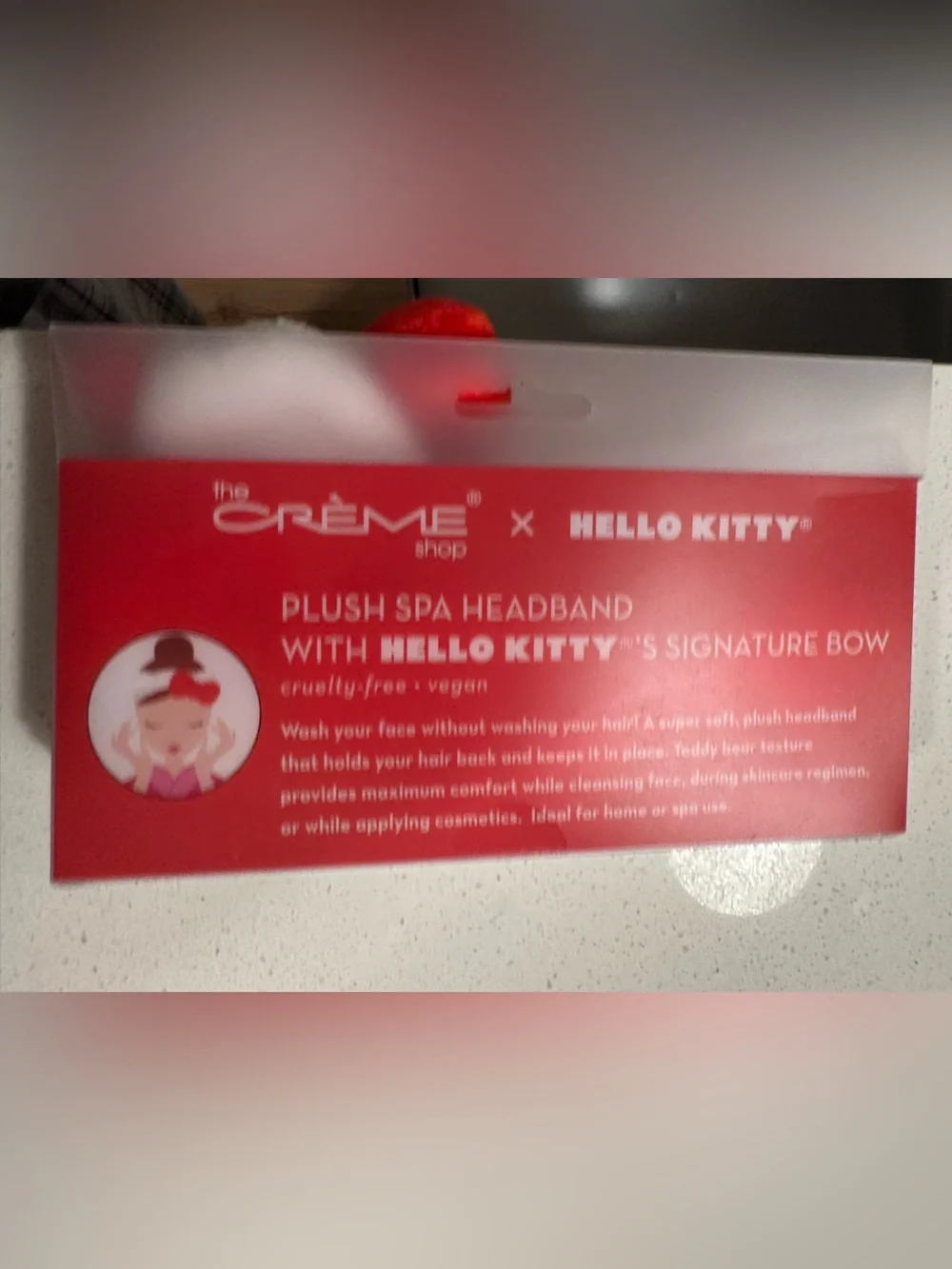 Hello Kitty Plush Spa Headband with Signature Red Bow
